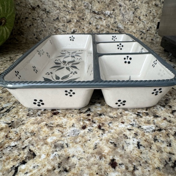 Temptations qold world grey Serving Tray Set stoneware no flaws 12x8 - Picture 3 of 4